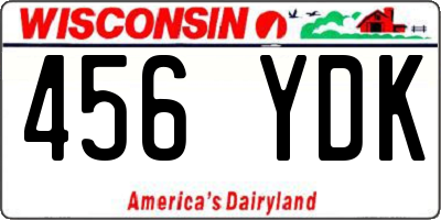 WI license plate 456YDK