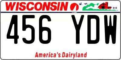 WI license plate 456YDW