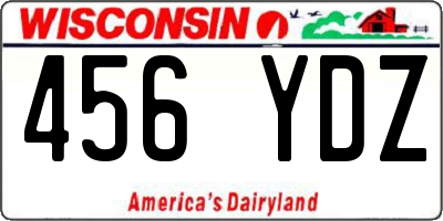 WI license plate 456YDZ