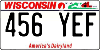 WI license plate 456YEF