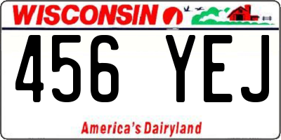 WI license plate 456YEJ