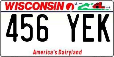 WI license plate 456YEK