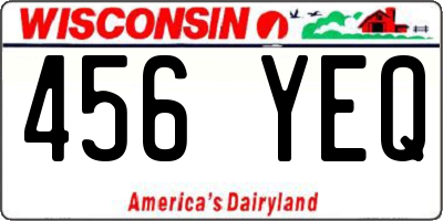WI license plate 456YEQ