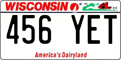 WI license plate 456YET