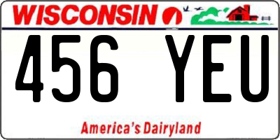 WI license plate 456YEU