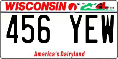 WI license plate 456YEW