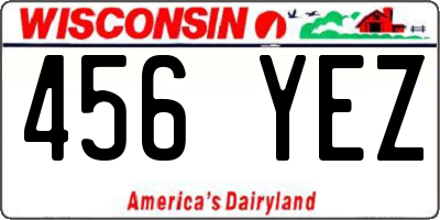 WI license plate 456YEZ