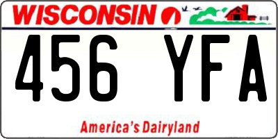 WI license plate 456YFA
