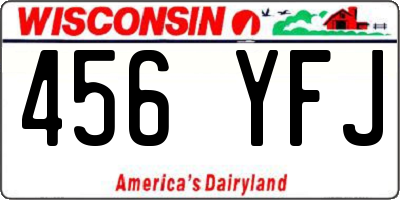 WI license plate 456YFJ