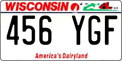 WI license plate 456YGF