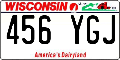 WI license plate 456YGJ