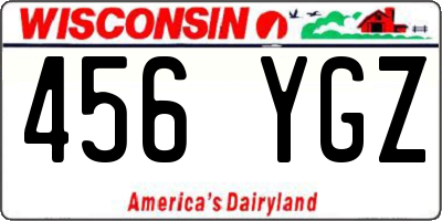 WI license plate 456YGZ