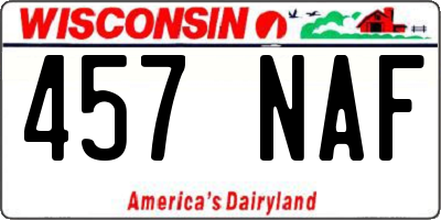 WI license plate 457NAF