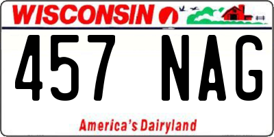 WI license plate 457NAG