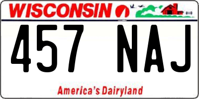 WI license plate 457NAJ