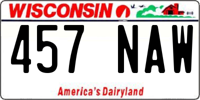 WI license plate 457NAW