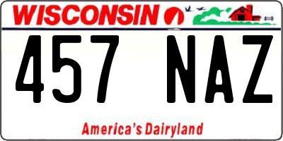 WI license plate 457NAZ