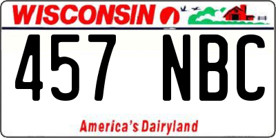 WI license plate 457NBC