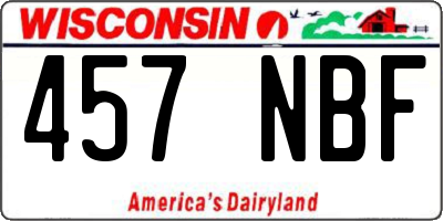 WI license plate 457NBF