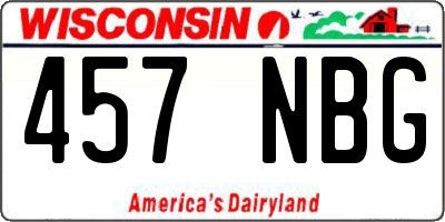 WI license plate 457NBG