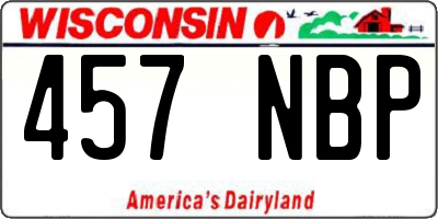WI license plate 457NBP