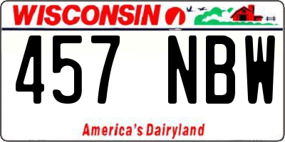 WI license plate 457NBW
