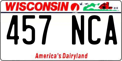 WI license plate 457NCA