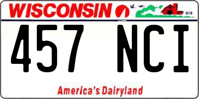 WI license plate 457NCI