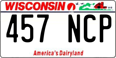 WI license plate 457NCP
