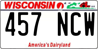 WI license plate 457NCW