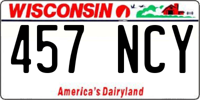 WI license plate 457NCY