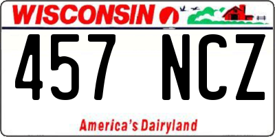 WI license plate 457NCZ