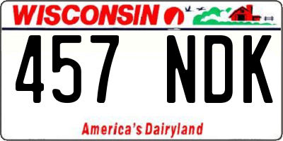 WI license plate 457NDK