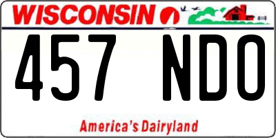 WI license plate 457NDO