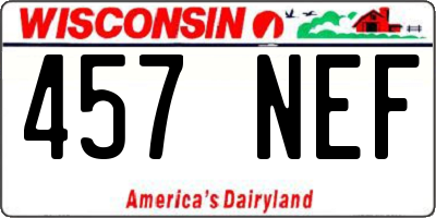 WI license plate 457NEF