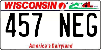 WI license plate 457NEG