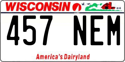 WI license plate 457NEM