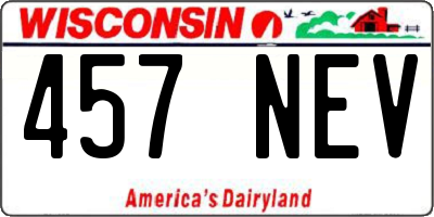WI license plate 457NEV
