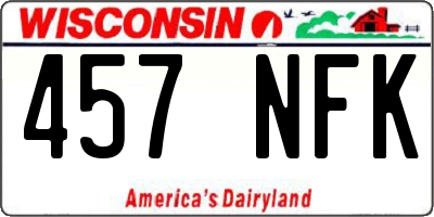 WI license plate 457NFK