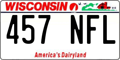 WI license plate 457NFL