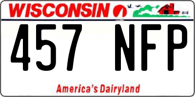 WI license plate 457NFP