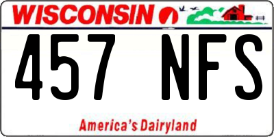 WI license plate 457NFS