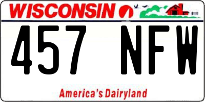 WI license plate 457NFW