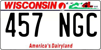 WI license plate 457NGC