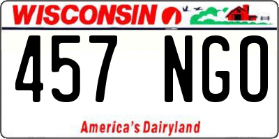 WI license plate 457NGO
