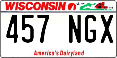 WI license plate 457NGX