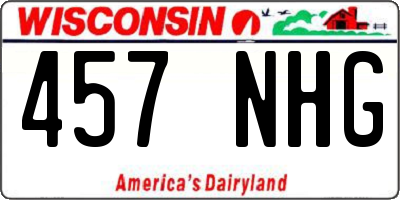 WI license plate 457NHG