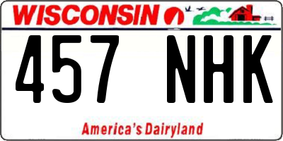WI license plate 457NHK