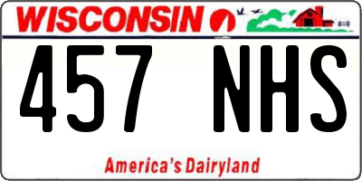 WI license plate 457NHS