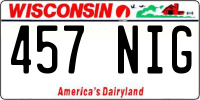 WI license plate 457NIG